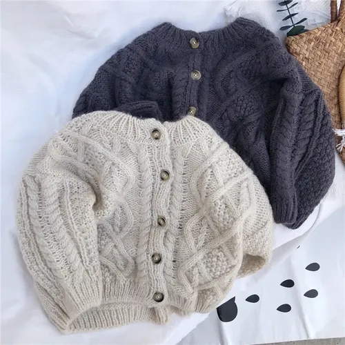 2024 Jungen und Mädchen Frühling und Herbst Pullover Baby Kinder stricken Strickjacke Pullover