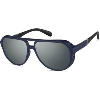 Zenni Men's Aviator Rx Sunglasses Navy Plastic Full Rim Frame