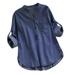 knqrhpse Long Sleeve Shirts For Women Womens Tops Long Denim Pocket Blouse Buttons Tops Hem Asymmetrical Casual Sleeve Blouse Hoodies For Women Light blue L