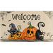 Halloween Door Mat Halloween Pumpkin Black Cat Outdoor Mats for Front Door Halloween Indoor Entrance Non-Slip Doormat Halloween Entryway Welcome Rubber Mats for Front Porch Decor 30 x 17