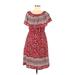 Style&Co Casual Dress - Popover: Red Floral Motif Dresses - Women's Size Medium