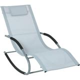 Rocking Chair Outdoor Chaise Lounge Chair Recliner Rocker With Detachable Pillow & Durable Weather-Fighting Fabric For Patio Deck Pool Grey