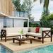 TOPMAX Outdoor Wood Patio Backyard 4-Piece Sectional Seating Group with Cushions and Table X-Back Sofa Set for Small Places Brown Finish+Beige Cushions
