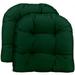 Indoor Outdoor Set Of 2 U-Shape Wicker Tufted Seat Cushions - Patio Weather Resistant ~ Choose Color Size (Hunter Green 21 X 21 )