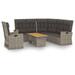 Anself 3 Piece Patio Set with Cushions Gray Poly Rattan