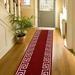 Playa Rug Custom Size Greek Key Black 26 Inch Wide Non-Slip Stair Runner Rug 18 Feet - Red&White