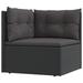 Anself Patio Corner Sofa with Cushions Black Poly Rattan