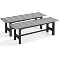 2 Pcs Outdoor Bench Seat - Backless Patio Garden Bench 47â€� Outside Chair With Slatted Seat Metal Frame 660 LBS Capacity Rectangular Dining Chair For Yard Park Balcony (2 Gray)