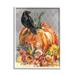 Stupell Industries Autumn Crow Pumpkin Botanicals Holiday Painting White Framed Art Print Wall Art