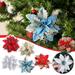 Corashan Christmas Decor 2Pcs Glitter Christmas Flower Artificial Flowers Merry Christmas Decorations Home Xmas Tree Ornaments New Year Gift