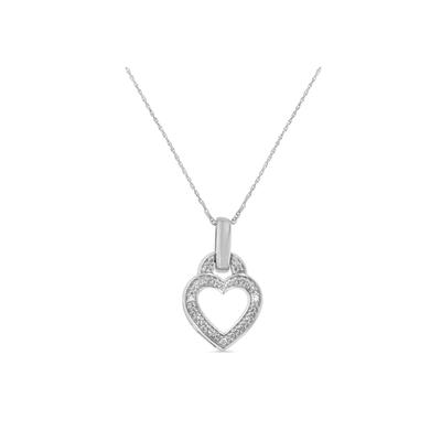 Women's Silver Round Cut Diamond Heart Pendant Necklace by Haus of Brilliance in Silver