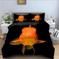 SJSXWQN Single Duvet Cover Set Red Goldfish Bedding for Children Single Duvet Cover with Zipper Closure Soft Hypoallergenic Microfiber Duvet Cover 53.1"x 78.7" + 2 Pillowcases 19.7"x 29.5"