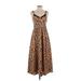 Thakoon Collective Casual Dress - Midi V Neck Sleeveless: Brown Leopard Print Dresses - Women's Size 2