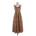 Thakoon Collective Casual Dress - Midi V Neck Sleeveless: Brown Leopard Print Dresses - Women's Size 0