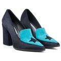 Women's Maria Navy Blue & Turquoise Loafers 6 Uk Rosamund Muir London