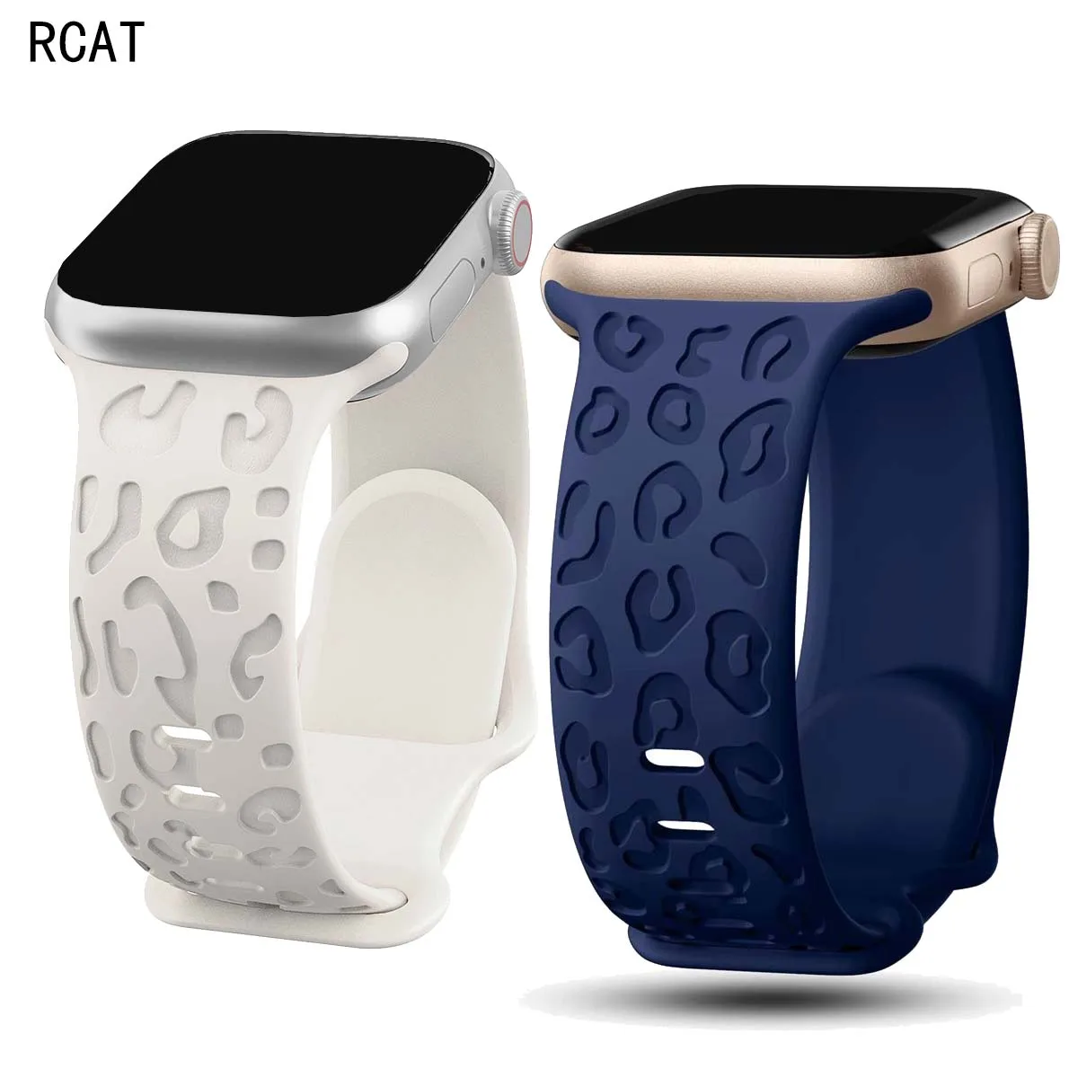 Graviertes Armband für Apple Uhren armband 44mm 40mm 45mm 49mm 41mm 38mm 42mm Leoparden silikon armband iwatch Serie 7 se 3 6 8 ultra Image