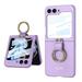 Dteck for Galaxy Z Flip 5 Case with Ring Slim Anti-Fingerprint Anti-Scratch Hard PC All-Inclusive Shockproof Protective Case for Samsung Galaxy Z Flip 5 5G 2023 Purple