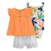 ZHAGHMIN Summer Toddler Girls Bodysuit Romper Summer 3Pcs Outfits Set Cotton Sleeveless Floral Prints Tops And Shorts Kid Baby Clothes Set Orange Size24Months