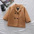 HAOTAGS Kids Girl Lapel Double Breasted Pea Coat Long Sleeve Button Trench Coat Pocket Outerwear Brown Size 1-2 Years