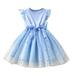 YDOJG Dresses For Girls Toddler Kids Children Baby Bowknot Ruffle Short Sleeve Tulle Birthday Dresses Patchwork Party Dress Princess Dress Outfits Clothes For 3-4 Years