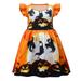 YDOJG Dresses For Girls Toddler Kids Fly Sleeves Cartoon Pumpkins Prints Custome Princess Dress For 3-4 Years
