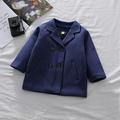 HAOTAGS Kids Girl Lapel Double Breasted Pea Coat Long Sleeve Button Trench Coat Pocket Outerwear Navy Size 2-3 Years