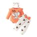 Licupiee 3Pcs Baby Girl Fall Outfits Long Sleeve Elephant Print Romper + Bow Pants + Headband Set Infant Outfit