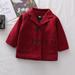 HAOTAGS Girls Dress Coat Kids Peacoat Jacket Long Sleeve Button Trench Coat Pocket Outerwear Red Size 4-5 Years