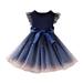 YDOJG Dresses For Girls Toddler Kids Children Baby Bowknot Ruffle Short Sleeve Tulle Birthday Dresses Patchwork Party Dress Princess Dress Outfits Clothes For 3-4 Years