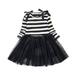 YDOJG Dresses For Girls Toddler Kids Baby Striped Patchwork Tulle Dress Princess Dress Outfits For 12-18 Months