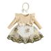 GXFC Infant Girls Fall Princess Dress Clothes 3M 6M 9M 12M 18M 24M Baby Girls Long Sleeve Floral Embroidery Dress with Hairband Outfits 2-piece Spring Autumn Casual Dress Clothing for Newborn Girl