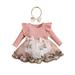 GXFC Infant Girls Fall Princess Dress Clothes 3M 6M 9M 12M 18M 24M Baby Girls Long Sleeve Floral Embroidery Dress with Hairband Outfits 2-piece Spring Autumn Casual Dress Clothing for Newborn Girl