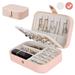 Clearance YOHOME Large Capacity Double-layer Travel Cosmetic Bag Earring Jewelry Storage Box Pink