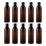 10pcs 250ml Portable Travel Empty Bottles Press Storage Bottles Cosmetic Lotion Dispensing Bottles (Brown Bottles and Black Press Cap)