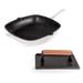 Neo 2pc Cast Iron Grill Set Grill Pan & Bacon/Steak Press White