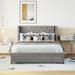Queen Size Velvet Upholstered Storage Platform Bed with Wingback Headboard and Big Drawer, Grey