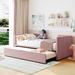 Twin Size Upholstered Daybed with Pop up Trundle, Wooden Sofa Bed Frame with Wood Slat Support for Bedroom, Living Room