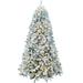 Fraser Hill Farm 7.5-Ft. Flocked Winter Snow Pine Christmas Tree with Warm White LED Lighting