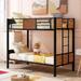 Modern Twin over Twin Bunk Bed with Ladder - Metal Rail with Wood Premium Steel Slat Support