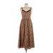 Thakoon Collective Casual Dress - Midi V Neck Sleeveless: Tan Leopard Print Dresses - Women's Size 0