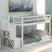 Functional and Durable, Twin over Twin Size Pine Floor Bunk Bed with Staircase Storage, Solid Wood Slat Support