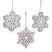 Set of 3 Brown and White Glittered Snowflake Christmas Ornaments 4.75"