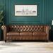 Faux Leather 3-Seater Sofa Chesterfield Living Room Couch Sofa with Deep Button Tufting and Nailhead Sofa, Solid Wood Leg