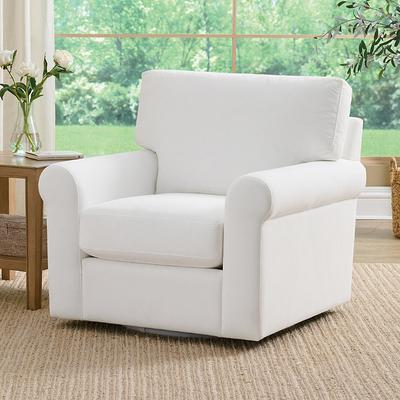 Cleo Upholstered Swivel Chair - Chenille Parchment - Grandin Road