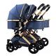 Double Baby Stroller for Infant and Toddler Reversible Bassinet Twins Pram,Double Infant Stroller,Twin Baby Pram Stroller,Detachable Pushchair Side-by-Side Tandem Stroller (Color : Blue-1)