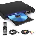 HD DVD Player with HDMI, Region Free DVD Players for Smart TV, HDMI/RCA Output Cable Included, 1080P Upscaling, Breakpoint Memory, Built-in PAL/NTSC, CD Players for Home (no blue ray)