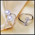 Classic Rings Resizable Design Rings Base 925 Silver Pearl Rings Settings Women DIY Pearl Rings