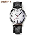 BERNY Men Mechanical Wristwatch 5ATM Waterproof Watch for Male Leather Swiss Railway Timepiece