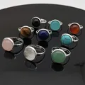 Healing Natürliche Stein Ring 12mm Runde Tiger Eye Opal Rosa Kristall Perle Einstellbare Öffnen