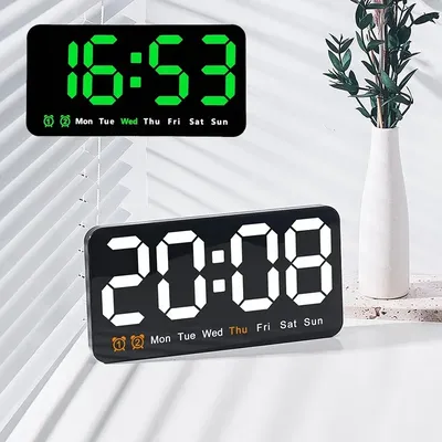Elektronische Wanduhr Temperatur Datum Tisch uhr Wand montage Doppel alarme digitale LED-Uhren für die Sprach steuerung im Schlafzimmer zu Hause